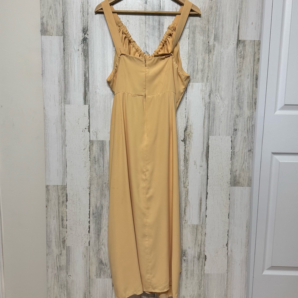 Abercrombie & Fitch Tan Cream Cinched Neck Slip Midi Dress Size XL Vacation - Picture 6 of 10
